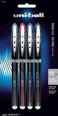 Uni-Ball Vision Elite Stick Micro Point Roller Ball Pens, 4 Colored Ink Pens (69095PP) Uni-Ball Vision Elite Stick Micro Point Roller Ball Pens, 4 Colored Ink Pens (69095PP)