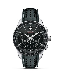 Men's Movado Series 800™ bracelet watch in performance stainless steel with a black chronograph dial.