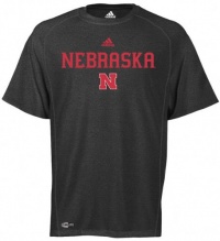 Nebraska Cornhuskers adidas Black Heather Anti-Microbial Football Sideline T-Shirt Nebraska Cornhuskers adidas Black Heather Anti-Microbial Football Sideline T-Shirt