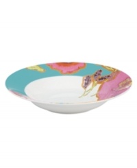 In an inspiring display of alluring watercolors, this aqua-banded rim soup bowl offers a bright, contemporary addition to your table. Mix and match across the Lenox Floral Fusion dinnerware collection for a stunning presentation. In an inspiring display of alluring watercolors, this aqua-banded rim soup bowl offers a bright, contemporary addition to your table. Mix and match across the Lenox Floral Fusion dinnerware collection for a stunning presentation.