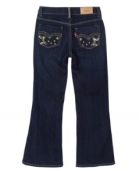 With a flared leg and sparkly sequin trim, these classic Levi's get the groovy glam treatment perfect for your little diva. With a flared leg and sparkly sequin trim, these classic Levi's get the groovy glam treatment perfect for your little diva.