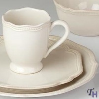 Lenox 4-Piece French Perle Bead Dinner Set, White Lenox 4-Piece French Perle Bead Dinner Set, White
