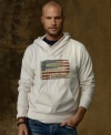 A lightweight fleece hoodie salutes the flag in laid-back style.