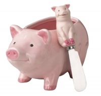 Boston Warehouse Pig Dip Bowl and Spreader Set Boston Warehouse Pig Dip Bowl and Spreader Set
