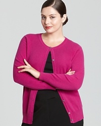 A wardrobe essential, this cashmere Jones New York Collection Plus cardigan lends a luxe layer to your everyday look. Slip it on for instant polish. A wardrobe essential, this cashmere Jones New York Collection Plus cardigan lends a luxe layer to your everyday look. Slip it on for instant polish.