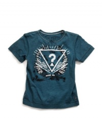 GUESS Kids Boys Little Boy Becklin Slit-Neck Tee, BLUE (3T) GUESS Kids Boys Little Boy Becklin Slit-Neck Tee, BLUE (3T)