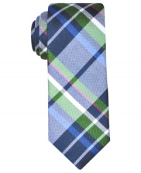 Plaid pops off any solid shirt for a bold statement any time you walk into the room wearing this skinny tie from Ben Sherman. Plaid pops off any solid shirt for a bold statement any time you walk into the room wearing this skinny tie from Ben Sherman.