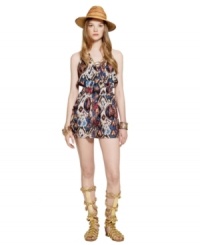 Jump onto one of the season's hottest trends with Bar III's printed romper-- it's super-cute for the season! Jump onto one of the season's hottest trends with Bar III's printed romper-- it's super-cute for the season!