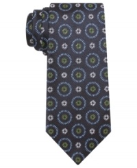 Score gold-star style with this medallion-print skinny tie from Ben Sherman. Score gold-star style with this medallion-print skinny tie from Ben Sherman.