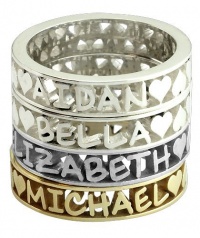 Arabella Stackable Name Ring with Frame in 14k white, yellow, or rose (pink) gold, finger sizes 4 to 9