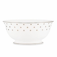 Kate Spade's Larabee Road Platinum, peppered with platinum polka dots, will give your table its own personality. Crafted of white bone china, each piece is dishwasher safe. Kate Spade's Larabee Road Platinum, peppered with platinum polka dots, will give your table its own personality. Crafted of white bone china, each piece is dishwasher safe.
