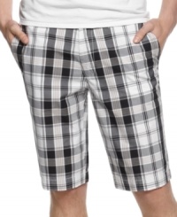 Live up your seasonal look with a pair of preppy plaid shorts from Kenneth Cole Reaction. Live up your seasonal look with a pair of preppy plaid shorts from Kenneth Cole Reaction.