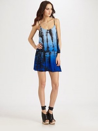 Relaxed fit, tiered silhouette and retro tie-dyed print make this design a luxuriously laid-back must-have. ScoopneckSpaghetti strapsScoopback with self tieAbout 14 from natural waistRayonDry cleanMade in USA of imported fabricModel shown is 5'10 (177cm) wearing US size Small. Relaxed fit, tiered silhouette and retro tie-dyed print make this design a luxuriously laid-back must-have. ScoopneckSpaghetti strapsScoopback with self tieAbout 14 from natural waistRayonDry cleanMade in USA of imported fabricModel shown is 5'10 (177cm) wearing US size Small.