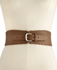 This impossibly chic corset-style belt from Style&co. is accented with woven stitch detailing and a polished silver-tone buckle that gives an instant hourglass look. Pairs perfectly with breezy dresses or pencil skirts. This impossibly chic corset-style belt from Style&co. is accented with woven stitch detailing and a polished silver-tone buckle that gives an instant hourglass look. Pairs perfectly with breezy dresses or pencil skirts.