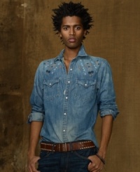 A rustic denim shirt combines the workwear spirit of the Southwestern roper with the artwork from the region for a look that reflects your individual style. A rustic denim shirt combines the workwear spirit of the Southwestern roper with the artwork from the region for a look that reflects your individual style.