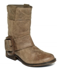 Put some rugged structure in your style. Betsey Johnson's Ariss booties feature a large buckle around the ankle and a small heel. Put some rugged structure in your style. Betsey Johnson's Ariss booties feature a large buckle around the ankle and a small heel.