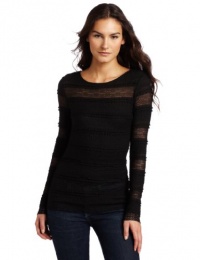 BCBGMAXAZRIA Women's Fae Boat Neck Lace Top, Black, Large BCBGMAXAZRIA Women's Fae Boat Neck Lace Top, Black, Large