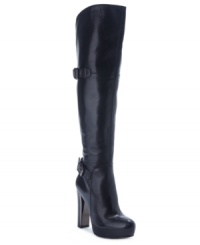 Stand tall in these sexy boots. GUESS's Vale over-the-knee platform dress boots are trendy and stylish, but subdued enough to take you from day to night. Stand tall in these sexy boots. GUESS's Vale over-the-knee platform dress boots are trendy and stylish, but subdued enough to take you from day to night.