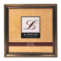 Lawrence Frames Antique Brass 5x5 Picture Frame - Bead Border Design