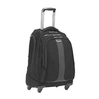 Give aching shoulders a break with this convenient Biaggi Tecno foldable 21-inch business backpack. It folds down to half its original size and effortlessly stows out of sight. Packing for daytime commuting or an overnight stay is a snap with the backpack's spacious main compartment, interior organizing panel and mesh pockets, along with handy side mesh shoe pockets. The padded computer sleeve easily accommodates up to a 17-inch laptop and multiple zippered pockets allow you to stash on-the-go essentials. The backpack is constructed of heavy-duty ballistic nylon and features a dual, four-wheel spinner system and telescoping aircraft-grade aluminum handle for easy maneuvering. The bag converts quickly to a backpack with cushioned shoulder straps; a special back panel folds over the wheels to keep them away from clothing. The Biaggi Tecno business backpack comes with a hide-away ID tag and a signature Biaggi storage bag. Give aching shoulders a break with this convenient Biaggi Tecno foldable 21-inch business backpack. It folds down to half its original size and effortlessly stows out of sight. Packing for daytime commuting or an overnight stay is a snap with the backpack's spacious main compartment, interior organizing panel and mesh pockets, along with handy side mesh shoe pockets. The padded computer sleeve easily accommodates up to a 17-inch laptop and multiple zippered pockets allow you to stash on-the-go essentials. The backpack is constructed of heavy-duty ballistic nylon and features a dual, four-wheel spinner system and telescoping aircraft-grade aluminum handle for easy maneuvering. The bag converts quickly to a backpack with cushioned shoulder straps; a special back panel folds over the wheels to keep them away from clothing. The Biaggi Tecno business backpack comes with a hide-away ID tag and a signature Biaggi storage bag.