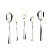 Sculptured and sleek, this contemporary stainless steel serving set is suitable to everyday dining and entertaining occasions. Sculptured and sleek, this contemporary stainless steel serving set is suitable to everyday dining and entertaining occasions.