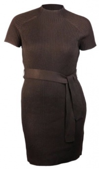 Calvin Klein Women's Belted Sweater Dress Large Cocoa Heather Brown Calvin Klein Women's Belted Sweater Dress Large Cocoa Heather Brown