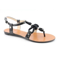 Calvin Klein Sarra Womens Size 8 Black Patent Leather Thongs Sandals Shoes Calvin Klein Sarra Womens Size 8 Black Patent Leather Thongs Sandals Shoes