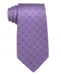 Square off. This Calvin Klein tie finishes off your look the right way. Square off. This Calvin Klein tie finishes off your look the right way.