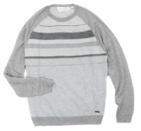 Calvin Klein Mens Merino Wool Chest Stripe Crew Neck Sweater-Large Calvin Klein Mens Merino Wool Chest Stripe Crew Neck Sweater-Large