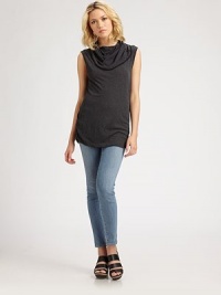 Soft heathered jersey styled in an easy-fit funnelneck style, perfect for layering.SleevelessFlat frontSlight side ruchingPullover style60% cotton/40% polyesterMachine washMade in USA of imported fabricModel shown is 5'9 (175cm) wearing US size Small. Soft heathered jersey styled in an easy-fit funnelneck style, perfect for layering.SleevelessFlat frontSlight side ruchingPullover style60% cotton/40% polyesterMachine washMade in USA of imported fabricModel shown is 5'9 (175cm) wearing US size Small.