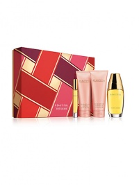 Give her a romantic getaway with four Beautiful luxuries. Limited-time collection includes all her favorite ways to love the fragrance of a thousand flowers, all in an exclusive gift box. Includes Eau de Parfum Spray 2.5 oz. and Eau de Parfum Rollerball Pen 0.2 oz., Perfumed Body Lotion 3.4 oz. plus Bath and Shower Gelée 3.4 oz. Give her a romantic getaway with four Beautiful luxuries. Limited-time collection includes all her favorite ways to love the fragrance of a thousand flowers, all in an exclusive gift box. Includes Eau de Parfum Spray 2.5 oz. and Eau de Parfum Rollerball Pen 0.2 oz., Perfumed Body Lotion 3.4 oz. plus Bath and Shower Gelée 3.4 oz.