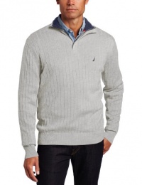 Nautica Men's Big-Tall 1/4 Zip Drop Needle Sweater, Gray Heather, 3X