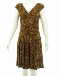 Lauren Ralph Lauren V-Neck Knit Dress Camel Multi 12 Lauren Ralph Lauren V-Neck Knit Dress Camel Multi 12