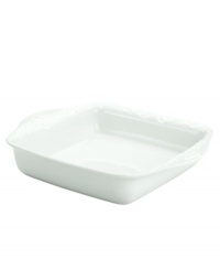An elegant white-on-white pattern, embossed vine motif and interior glaze adorn this square baker from Lenox dinnerware. The dishes from the Opal Innocence Carved collection get your table set for refined dining every day. An elegant white-on-white pattern, embossed vine motif and interior glaze adorn this square baker from Lenox dinnerware. The dishes from the Opal Innocence Carved collection get your table set for refined dining every day.