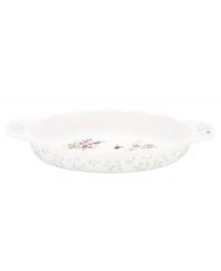 Fresh from the garden, the Butterfly Meadow Herbs oval baker from Lenox features hardy stoneware with flowering herbs and a delicately scalloped edge. Fresh from the garden, the Butterfly Meadow Herbs oval baker from Lenox features hardy stoneware with flowering herbs and a delicately scalloped edge.