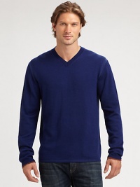 A versatile layering option is essential to the wardrobe of every well-dressed gentleman, shaped in fine merino wool.V-neckRibbed knit collar, cuffs and hemMerino woolMachine washImported A versatile layering option is essential to the wardrobe of every well-dressed gentleman, shaped in fine merino wool.V-neckRibbed knit collar, cuffs and hemMerino woolMachine washImported