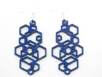 Aqua Marine Hexagon Cluster Wooden Earrings Aqua Marine Hexagon Cluster Wooden Earrings