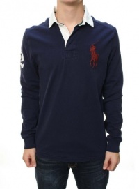 Polo Ralph Lauren Men's Custom Fit Long Sleeve Polo Shirt Big Pony Navy Blue Polo Ralph Lauren Men's Custom Fit Long Sleeve Polo Shirt Big Pony Navy Blue