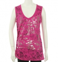 DKNY Jeans V-Neck Sleeveless Foil Shirt Pink Small DKNY Jeans V-Neck Sleeveless Foil Shirt Pink Small