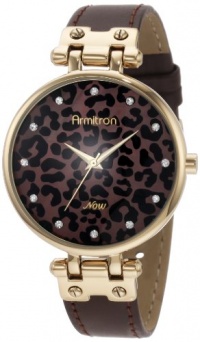 Armitron Women's 75/4036BMGPBN Swarovski Crystal Accented Gold-Tone Leopard Print Dial Brown Leather Strap Watch Armitron Women's 75/4036BMGPBN Swarovski Crystal Accented Gold-Tone Leopard Print Dial Brown Leather Strap Watch