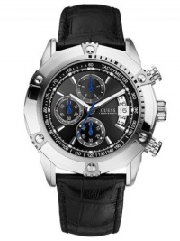 Guess Men's U16518G2 Black Leather Quartz Watch with Black Dial Guess Men's U16518G2 Black Leather Quartz Watch with Black Dial