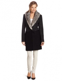 DKNYC Women's Long Sleeve One Button Coat, Heather Charcoal, Medium DKNYC Women's Long Sleeve One Button Coat, Heather Charcoal, Medium