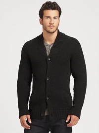 A heavy weight cardigan is effortlessly shaped and knitted in a luxurious alpaca wool blend for a cozy fit and feel.Button frontShawl collarWaist slash pocketsRibbed knit cuffs and hem97% alpaca/3% polyamideDry cleanImported A heavy weight cardigan is effortlessly shaped and knitted in a luxurious alpaca wool blend for a cozy fit and feel.Button frontShawl collarWaist slash pocketsRibbed knit cuffs and hem97% alpaca/3% polyamideDry cleanImported