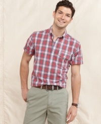 Pop some preppy plaid from Tommy Hilfiger in your wardrobe for a classic summer look. Pop some preppy plaid from Tommy Hilfiger in your wardrobe for a classic summer look.