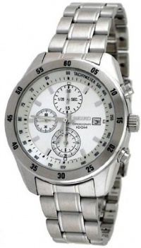 Seiko Chronograph Stainless Steel Silver Dial Mens Watch SNDC41