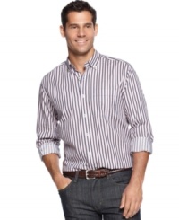 Take the night off; you deserve it. Let Tommy Bahama take care of your weekend evening style with this striped shirt. Take the night off; you deserve it. Let Tommy Bahama take care of your weekend evening style with this striped shirt.