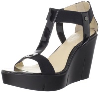 Calvin Klein Women's Maribeth Two Tone Patent/Elastic Wedge Sandal,Black Patent,8 M US Calvin Klein Women's Maribeth Two Tone Patent/Elastic Wedge Sandal,Black Patent,8 M US