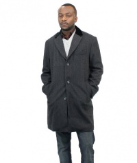 Tasso Elba Mens Charcoal Chesterfield Wool Blend Coat, L