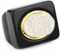KARA by Kara Ross Drusy Oval Resin Black Ring, Size 7 KARA by Kara Ross Drusy Oval Resin Black Ring, Size 7