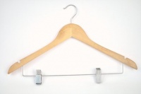 Blonde Wood Suit Hanger with Clips - Set of 5 by Richard's Homewares Blonde Wood Suit Hanger with Clips - Set of 5 by Richard's Homewares